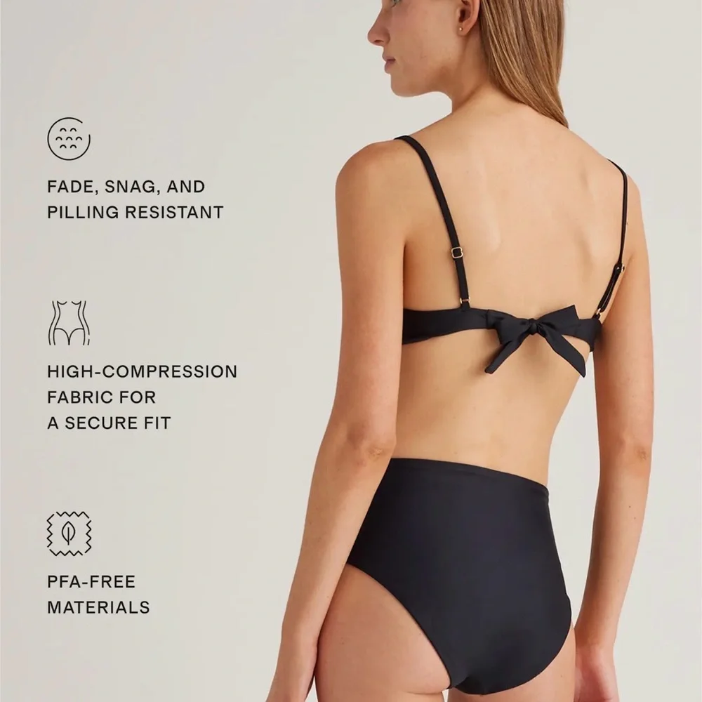 Quince Italian Demi Bikini Top in Black Size Medium y685